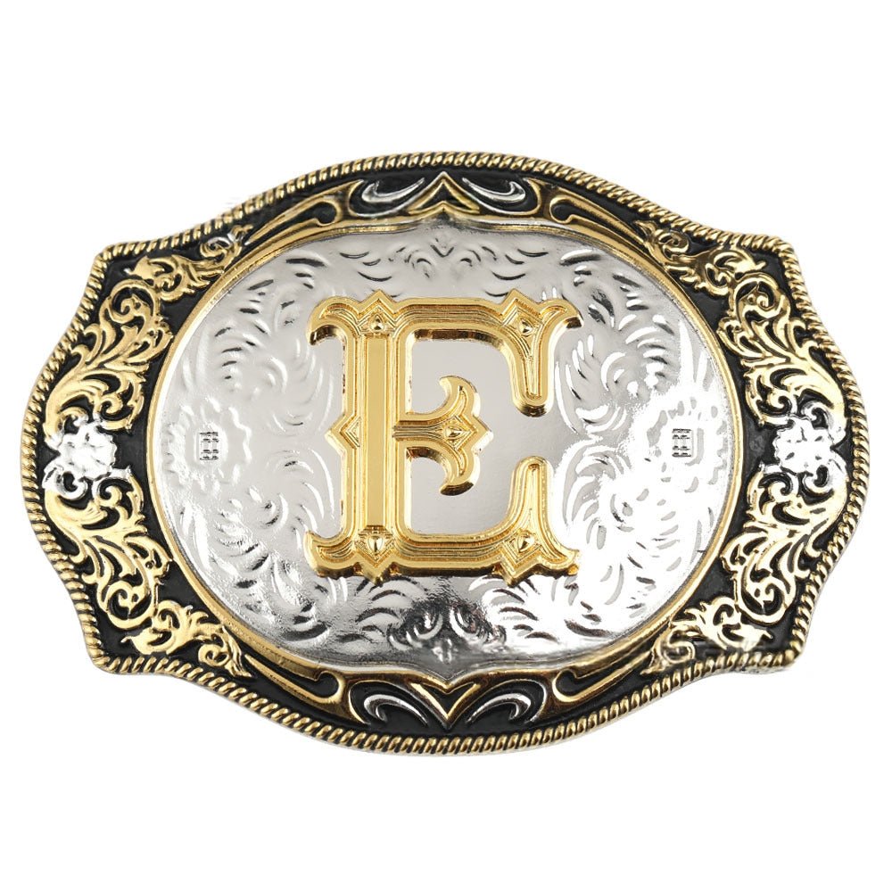 Western Initial Gold Engraved Belt Buckle - CowderryBelt BucklesA