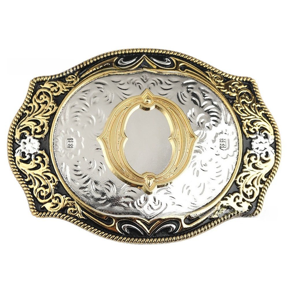 Western Initial Gold Engraved Belt Buckle - CowderryBelt BucklesO
