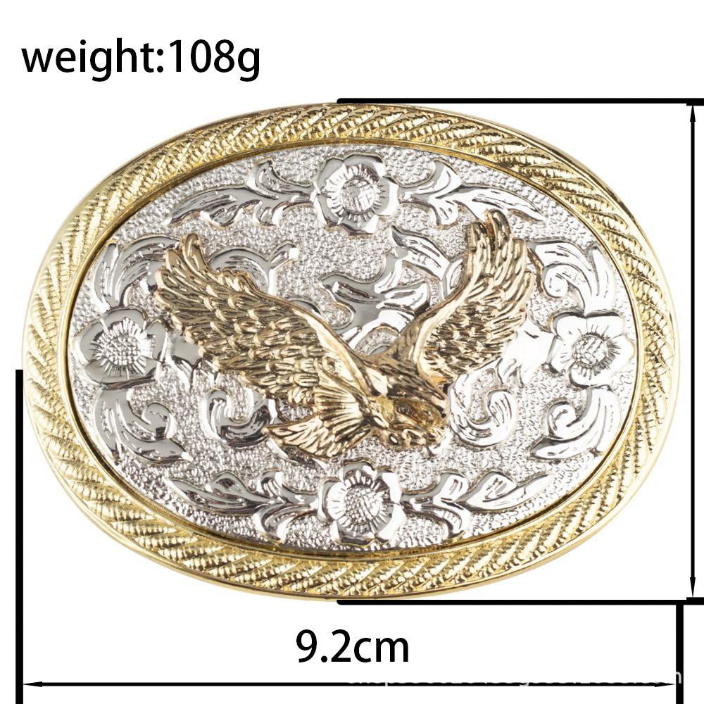 Western Retro Engraved Floral Belt Buckle with Silver and Gold Tone - CowderryBelt BucklesEagle