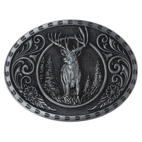 Western Wild Deer Belt Buckle - CowderryBelt BucklesPewter