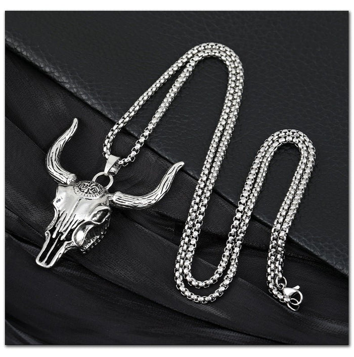 Grim Reaper Belt Set with Lighter Buckle and Bull Skull Necklace