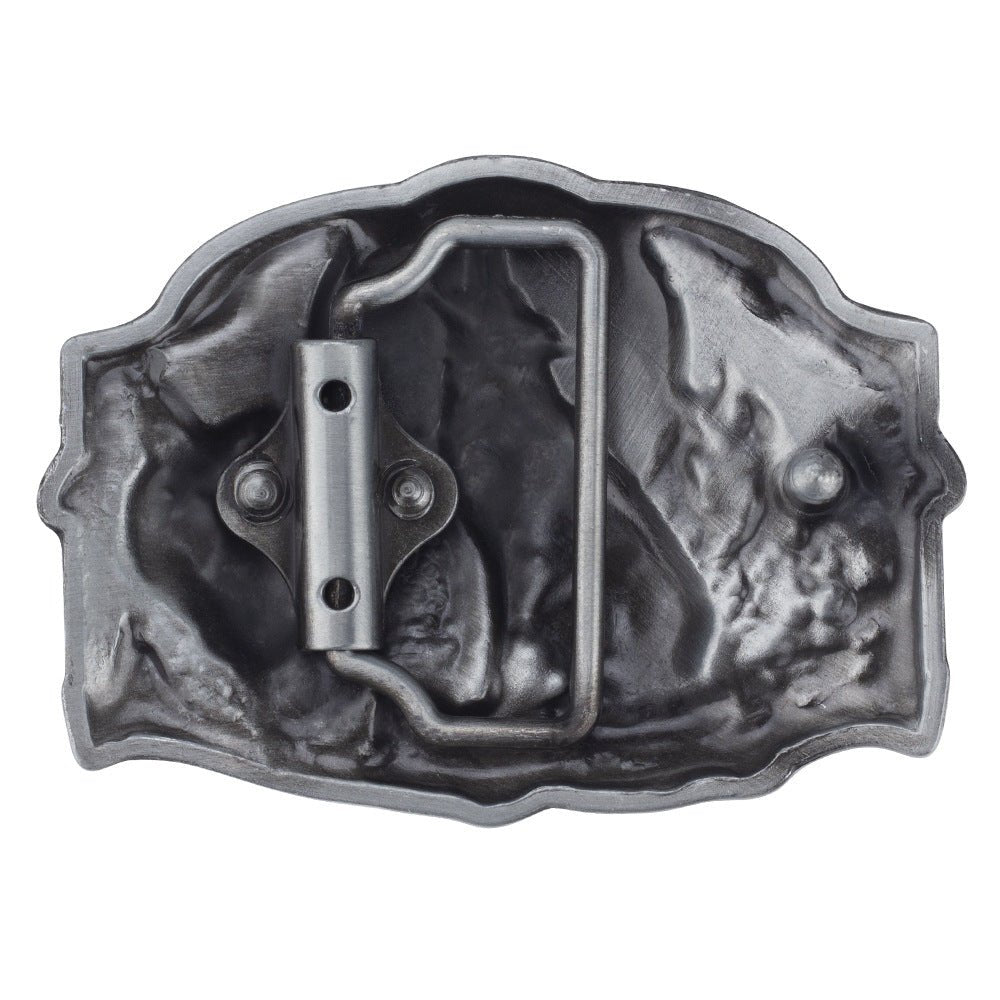 Wolf Howling Moon Belt Buckle - CowderryBelt BucklesAntique Grey