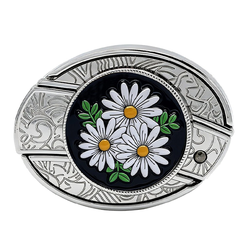 Womens Daisy Western Embossed Leather Belt - CowderryBeltsBrown