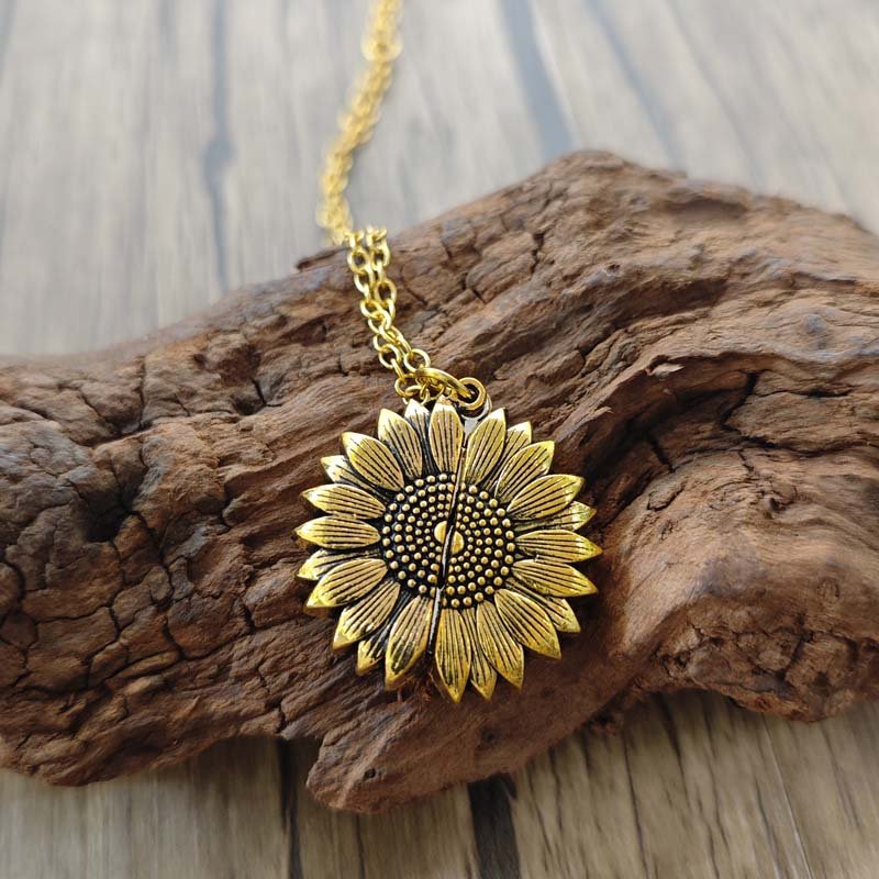 You Are My Sunshine Sunflower Necklace - CowderryNecklacesGold