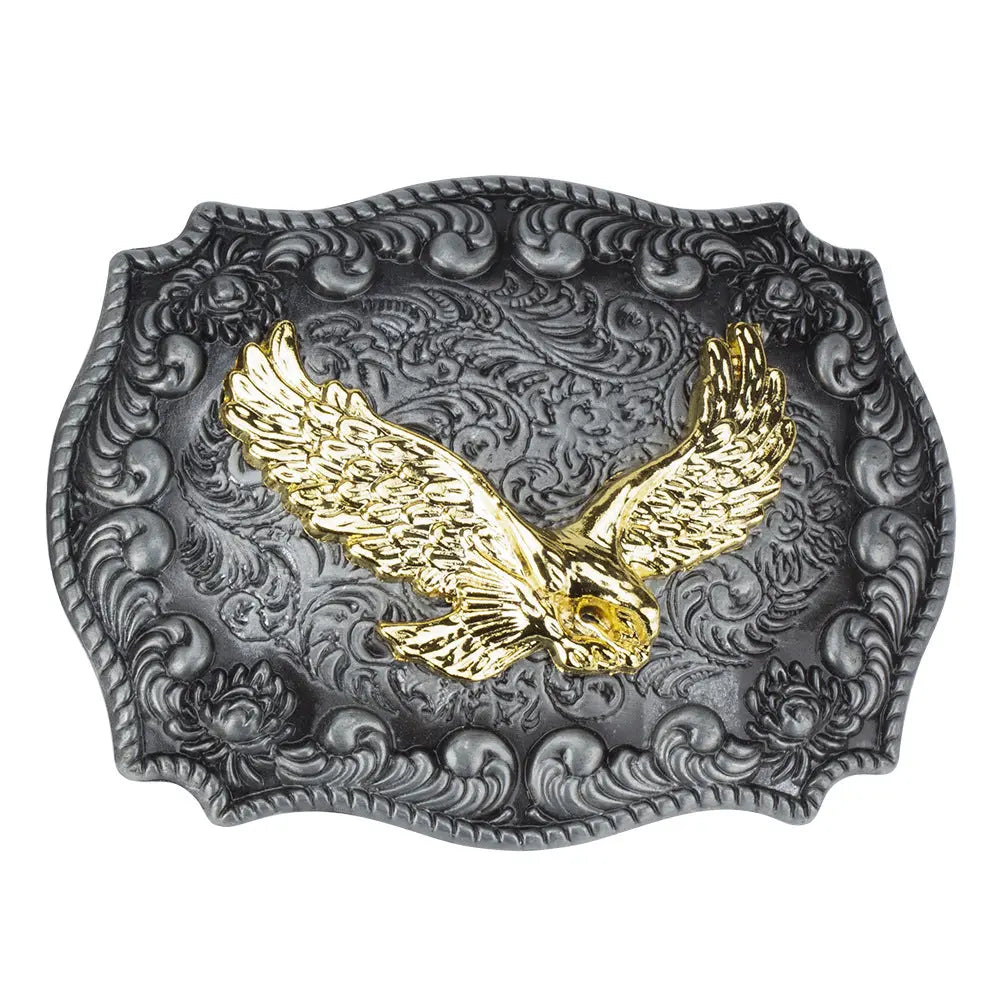 Gold Eagle Bull Head Belt Buckle