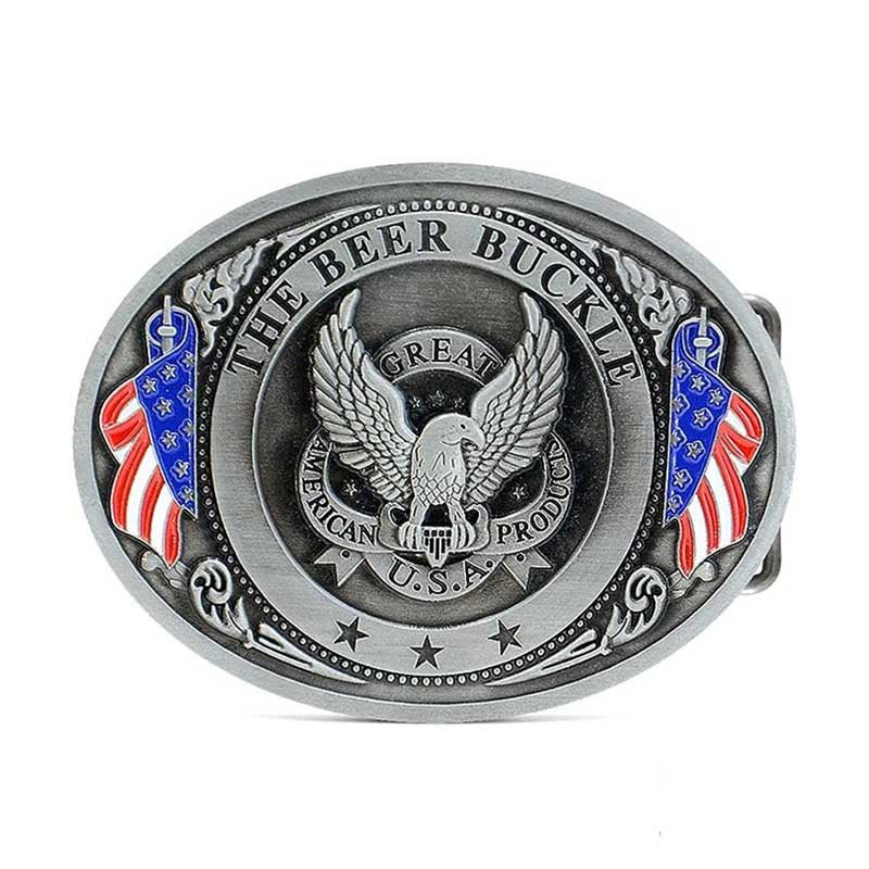 Mens Western Belt Buckle Handmade Solid Brass Beer Skull Belt