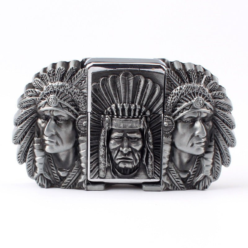 Belt Buckle with Lighter - CowderryBelt BucklesNative American Silver