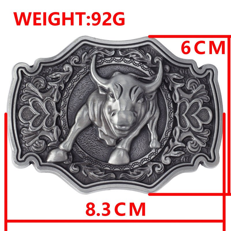 Bull Cowboy Western Belt Buckle - CowderryBelt BucklesSilver