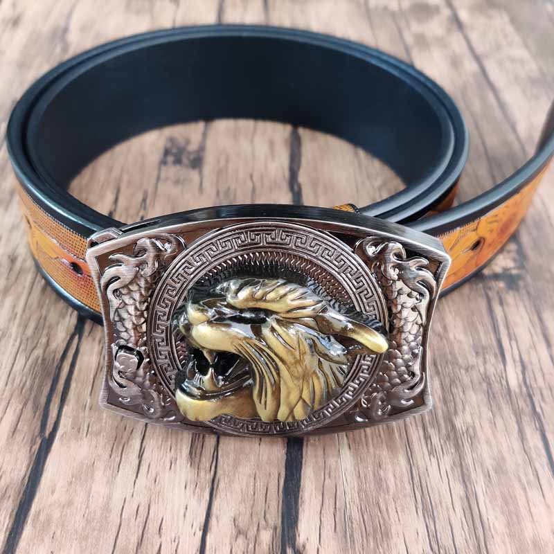 Cool Belt Buckle with Western Black Country Utility Belt Dragon / 40-42 (Fit Waist 38-40 in)