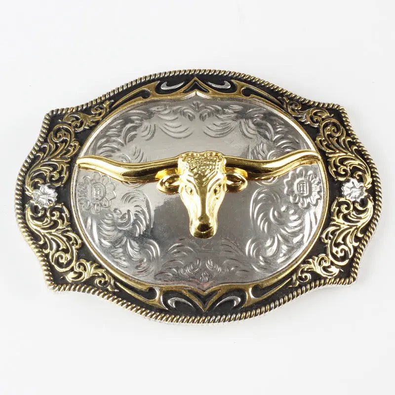 Gold Bull Head Rodeo Belt Buckle - CowderryBelt BuckleGold