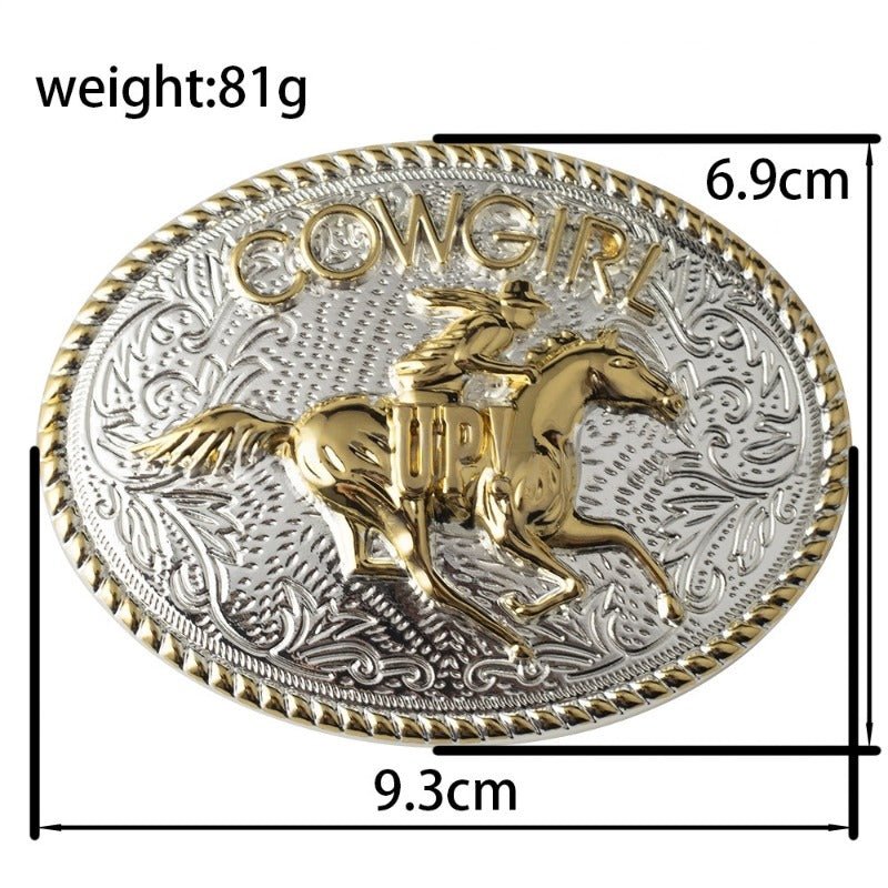 Gold Cowgirl Up Western Belt Buckle - CowderryBelt BucklesRiding