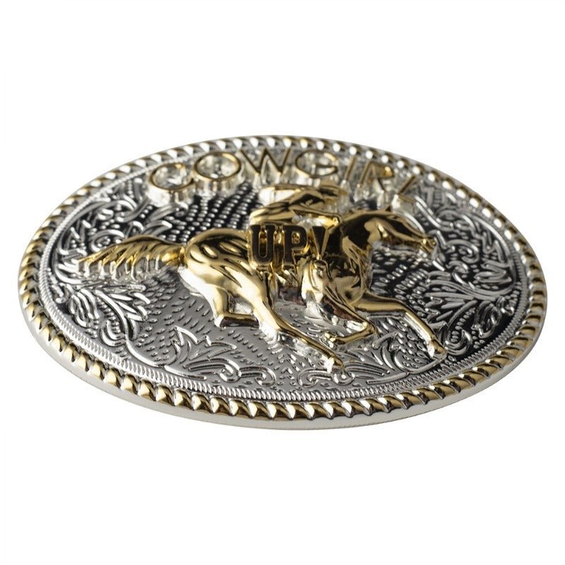 Gold Cowgirl Up Western Belt Buckle - CowderryBelt BucklesRiding