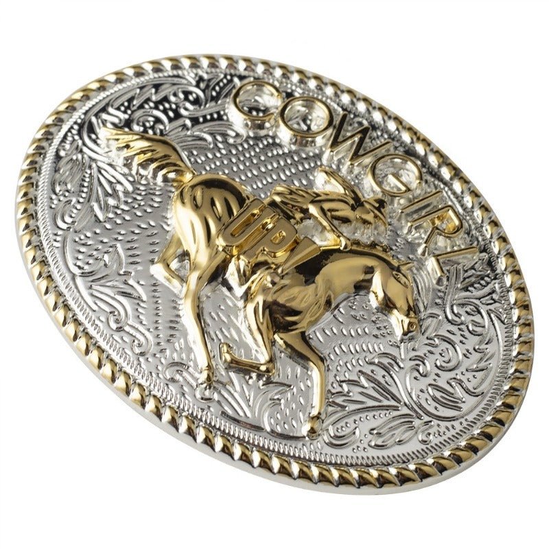 Gold Cowgirl Up Western Belt Buckle - CowderryBelt BucklesRiding