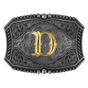 Gold Letters A To Z Grey Western Initial Belt Buckle - CowderryBelt BuckleD