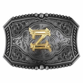 Gold Letters A To Z Grey Western Initial Belt Buckle - CowderryBelt BuckleZ