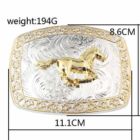 Large Gold Rodeo Square Cowboy Belt Buckle - CowderryBelt BucklesBull Riding