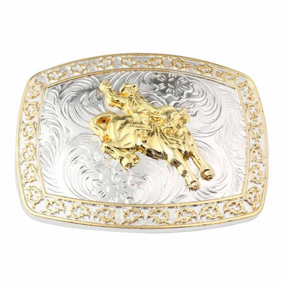 Large Gold Rodeo Square Cowboy Belt Buckle
