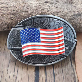 Metal Oval Cowboys Belt Buckle - CowderryBelt BuckleAmerican flag