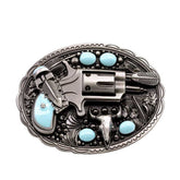 Pistol Imitation Turquoise Gadget Belt Buckle - Cowderry