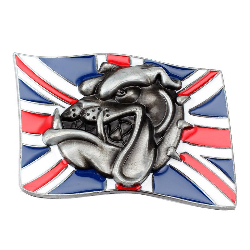 United Kingdom Flag Bulldog Western Belt Buckle - CowderryBelt Buckles