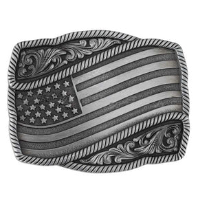 United States American Flag Western Belt Buckle - CowderryBelt BucklesGrey
