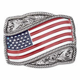 United States American Flag Western Belt Buckle - CowderryBelt BucklesSilver