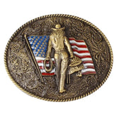 Western American Flag Cowboy Belt Buckle