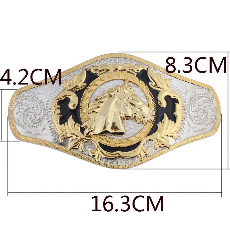 Western Belt Buckle Gold Large for Men - CowderryBelt BuckleHorsehead