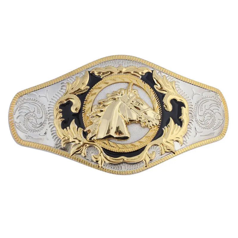 Western Belt Buckle Gold Large for Men - CowderryBelt BuckleHorsehead