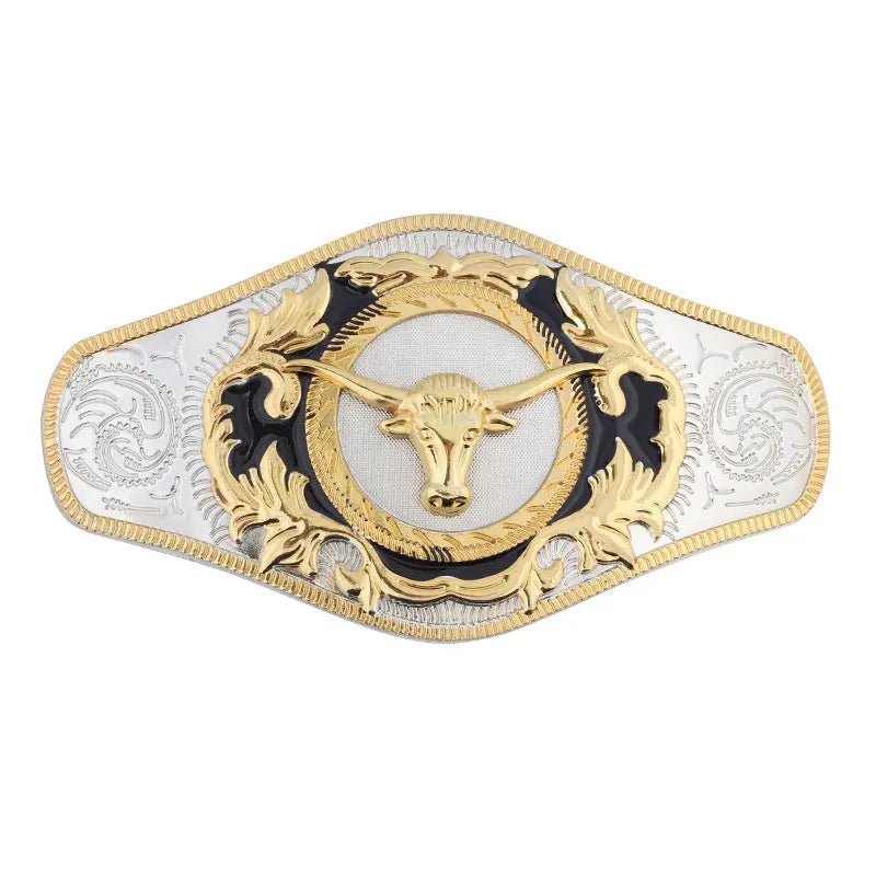 BIG BLING WESTERN TEXAS GOLD AND SILVER RODEO BULL RIDE COWBOY HUGE BELT  BUCKLE