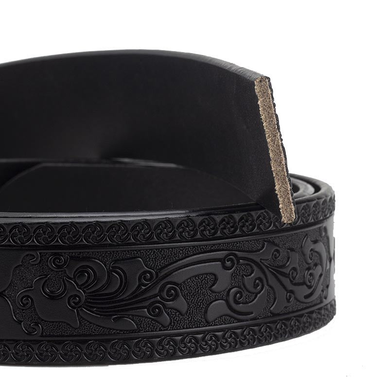 Western Belt Without Buckle 1.5" Wide with Snaps - CowderryBeltsBlack