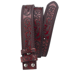 Western Belt Without Buckle 1.5" Wide with Snaps - CowderryBeltsBrown