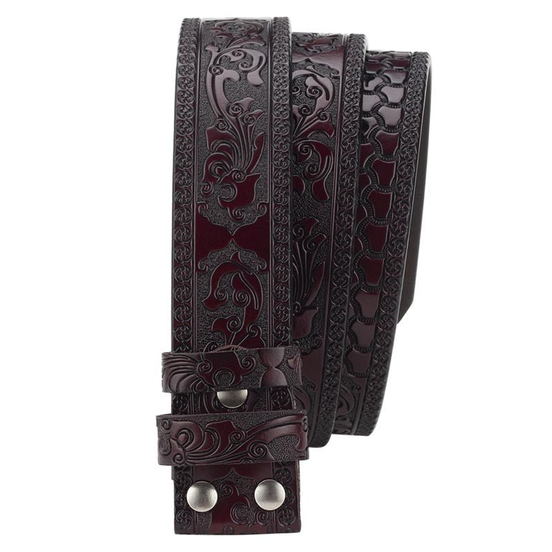 Western Belt Without Buckle 1.5" Wide with Snaps - CowderryBeltsCoffee