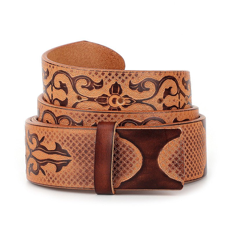 Western Belt Without Buckle 1.5" Wide with Snaps - CowderryBrown