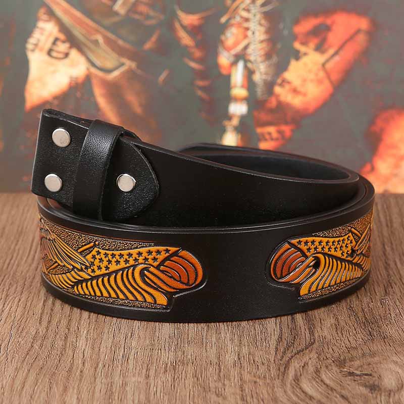 Western Leather Belt Without Buckle for Men 1.5 Wide with Snaps