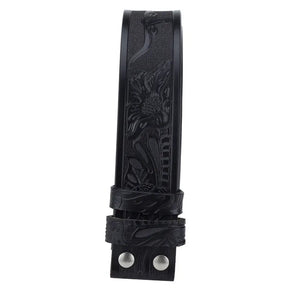 Western Leather Belt Without Buckle for Men 1.5" Wide with Snaps - CowderryBeltsBlack