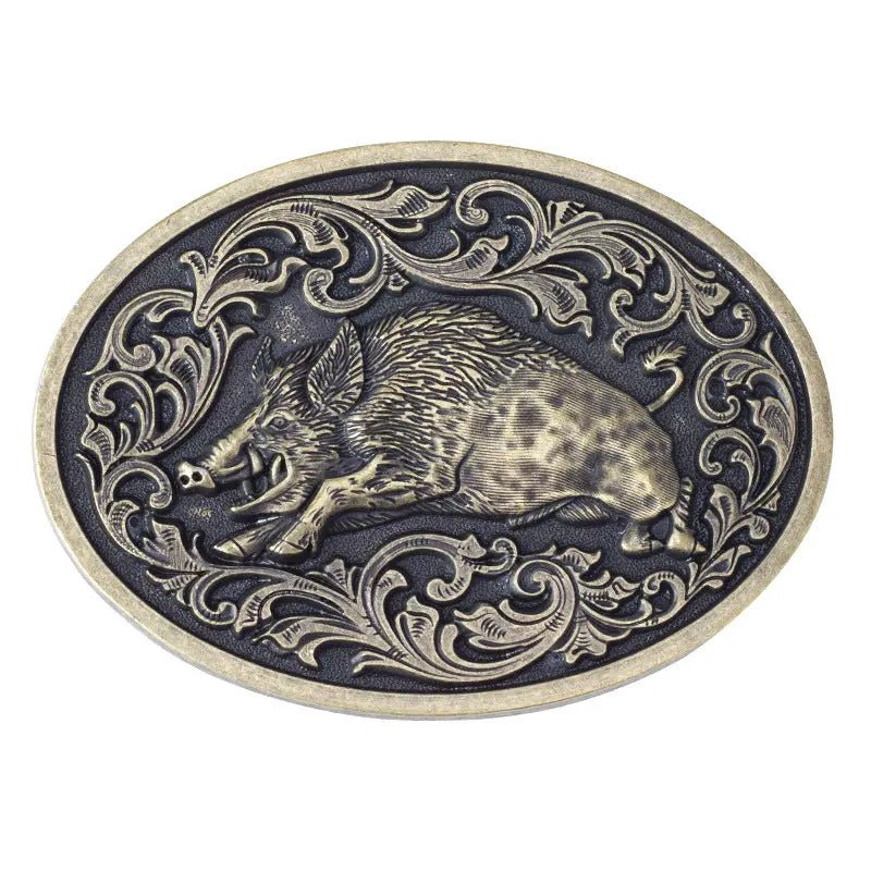 Wild Boar Brass Belt Buckle